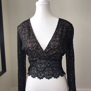 Aritzia Wilfred Caressa Top | Black Lace | Size M